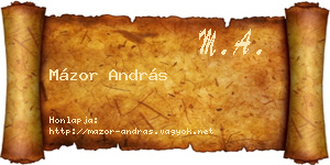 Mázor András névjegykártya